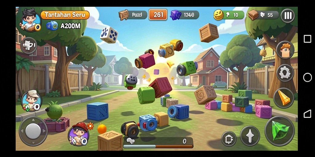 Tampilan antarmuka game Puzzle A200M yang menarik dan penuh warna.