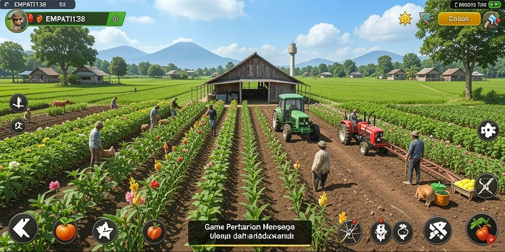 Tampilan gameplay menarik di <strong>EMPATI138</strong> dengan berbagai tanaman dan hewan.