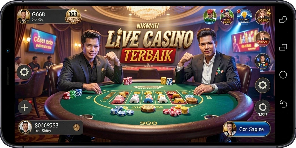Screenshot G668 menampilkan dealer live dengan suasana kasino yang menarik.
