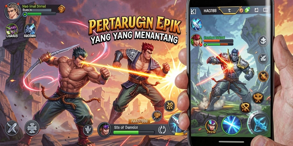 Gameplay seru di HAO788 yang menampilkan pertarungan karakter.