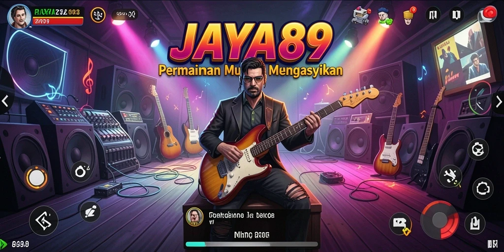 Tampilan gameplay JAYA89 dengan alat musik virtual yang interaktif.