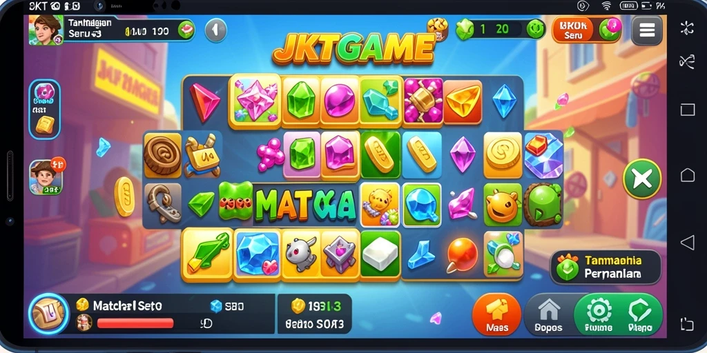 Tampilan gameplay seru JKTGAME dalam format Match-3 yang menarik.