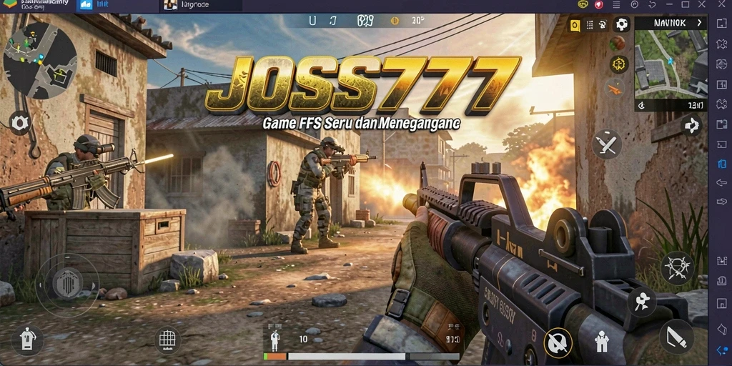 Tangkapan layar gameplay JOSS777 yang menampilkan aksi tembak-menembak yang intens.