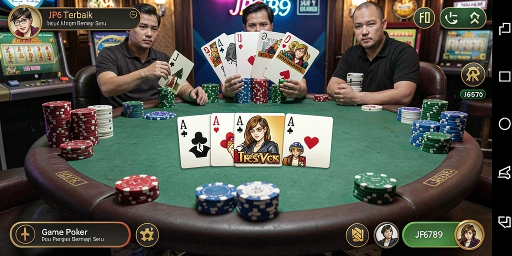 Tampilan gameplay Poker yang seru dan menegangkan di JP6789.