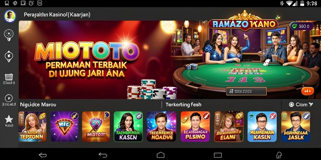 Screenshot utama MIOTOTO menampilkan gameplay Kasino yang energik dan mendebarkan.