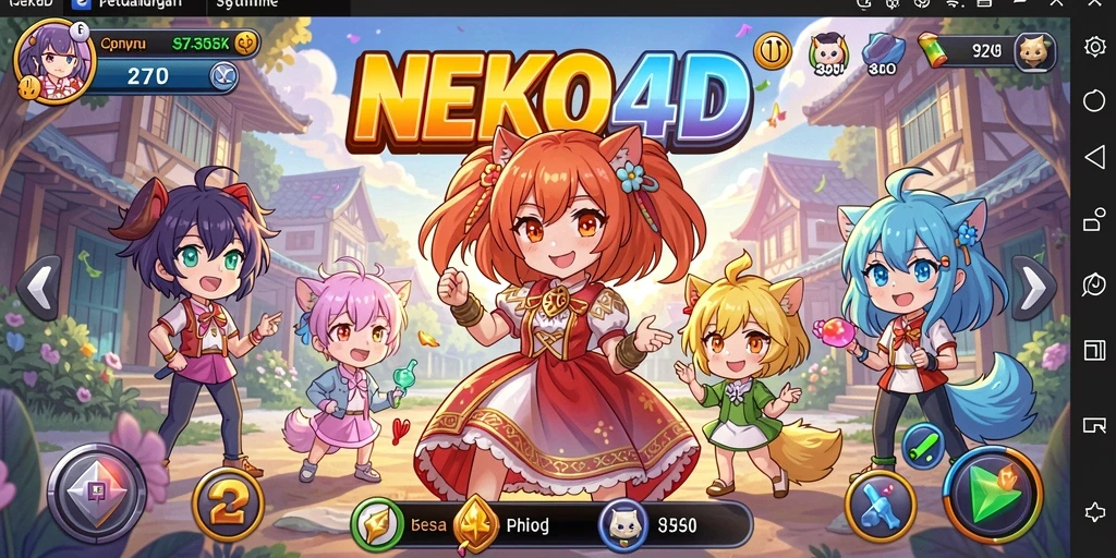 Screenshot gameplay NEKO4D yang menunjukkan aksi karakter anime.