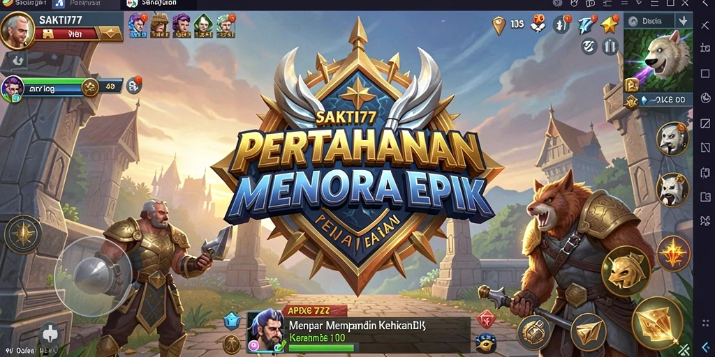 Menampilkan gameplay SAKTI77 dengan menara pertahanan yang strategis.