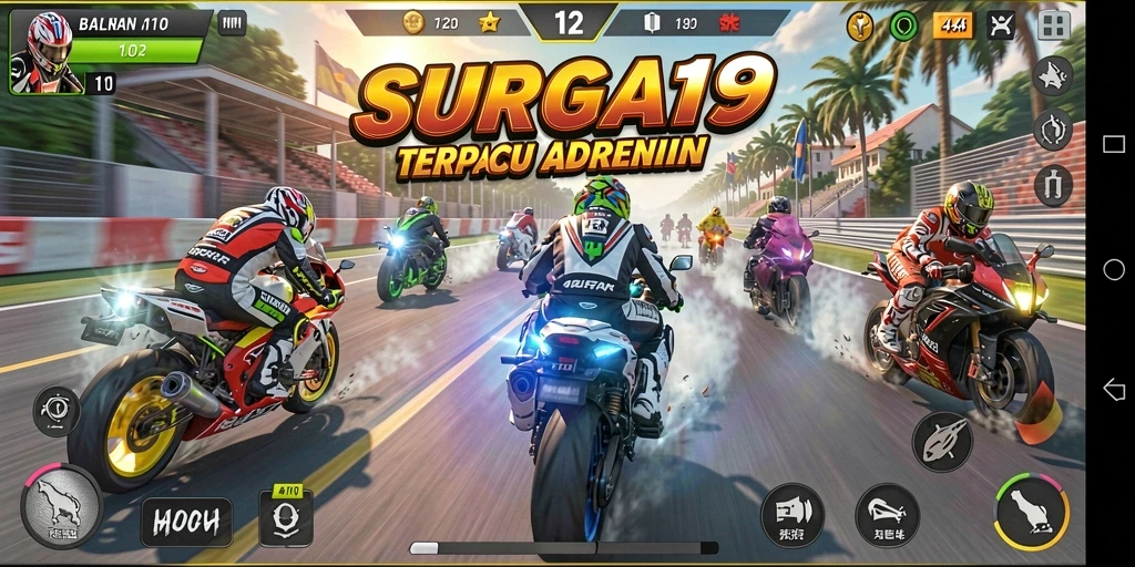 Tampilan gameplay balapan motor yang mendebarkan.